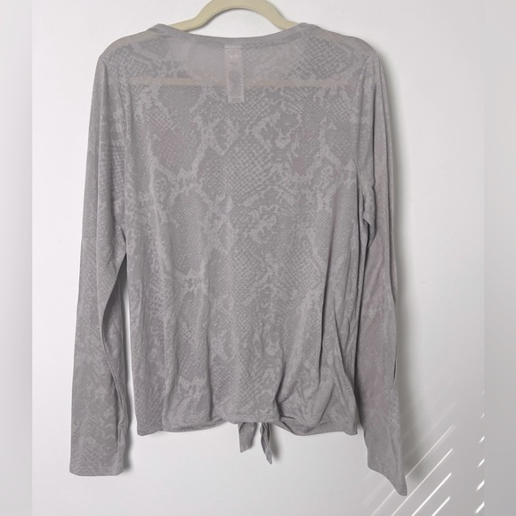 JoyLab Purple Snakeskin Open Front Waist Knot Tie Long Sleeve Athletic Top Sz L - Picture 3 of 8